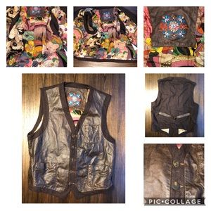 Robert Graham Distressed Brown Leather Vest XL